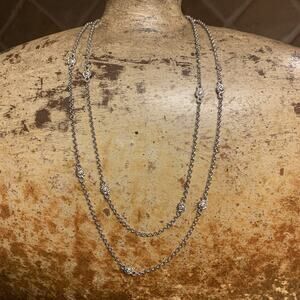 Judith Ripka Station Necklace with Yellow CZ's 36 Inches Long